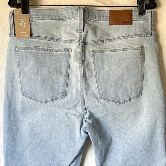 Madewell 9” Mid-Rise Skinny Crop Coolmax Jeans Simon Wash Blue Size 32 NWT - Picture 9 of 9